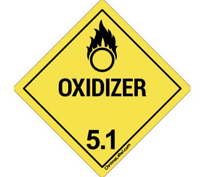 ChromaLabel 1 Inch Permanent Durable Square D.O.T. Hazard Labels, Class 5.1 Oxidizer, 250/Roll 1" x 1" Class 5.1 Oxidezer