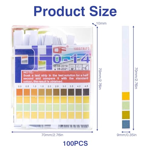 Pack of 100 PH Test Strips, PH Value Test Strips, Four Color Acid Base Test Strips, Litmus Paper, Test Bases Acid Water, Measuring Range (PH 0-14), Strip Strips for Home, Aquariums, Laboratories 100 pieces