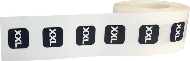 XXL Clear with Black Clothing Size Strip Labels for Retail Apparel 1.25 x 5 Inch 125 Adhesive Stickers