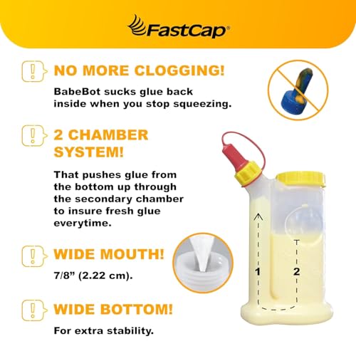 FastCap BabeBot 4-ounce wide mouth glue bottle for adhesive dispensing