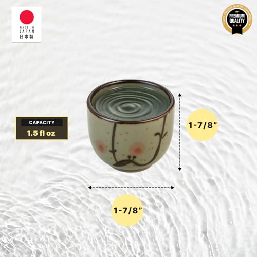 JapanBargain, Set of 12 Sake Cups Japanese Porcelain Wine Saki Cup Small Tea Cup Microwave and Dishwasher Safe, Made in Japan (Light Green) Light Green