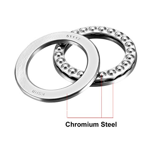 sourcing map 51112 Thrust Ball Bearings 60mm x 85mm x 17mm Chrome Steel ABEC3 Single Row Roller 60mmx85mmx17mm