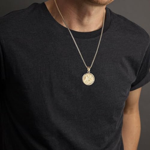 AsAlways St Michael Pendant for Men, with 22"+2" Rolo Chain Gold