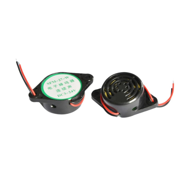 [Australia - AusPower] - DC 3-24V 100dB Active Piezo Electronic Buzzer Beep Tone Alarm Ringer Continous Sound SFM-27-W ,Black 6Pcs 
