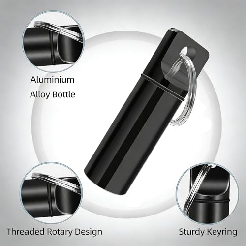 4 PCS Cremation Jewelry Urn Keychains for Ashes, Memorial Cylinder Vial Keepsake Keychain Set, 2 Black and 2 Silver, Ash Holder for Loved Ones or Pets, Hair, Fur, Small Mementos