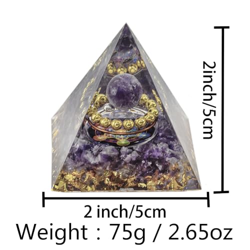 Natural Mineral Crystal Pyramid Energy Healing Meditation Aid Feng Shui Protection Home Decor Versatile Gift Option(2inch Pyramid Amethyst) 5cm Pyramid Amethyst