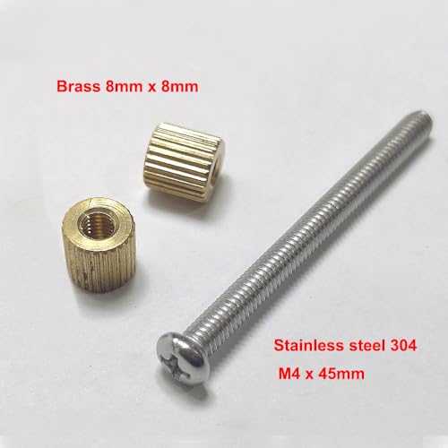 SZFNSEN 45mm SUS304 loveless bolt knife handle fasteners with brass 8mm nuts, 12-set assortment