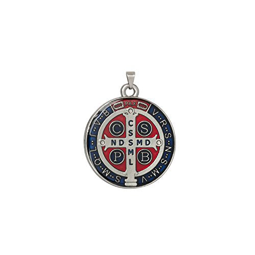 Intercession Saint Benedict Color Medal Silver - Large 1-1/4 Inches