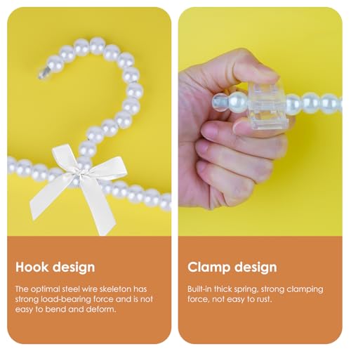 SHIDOW 3Pcs Pearl Bow Dress Hangers, White Bridal Clothes Hangers