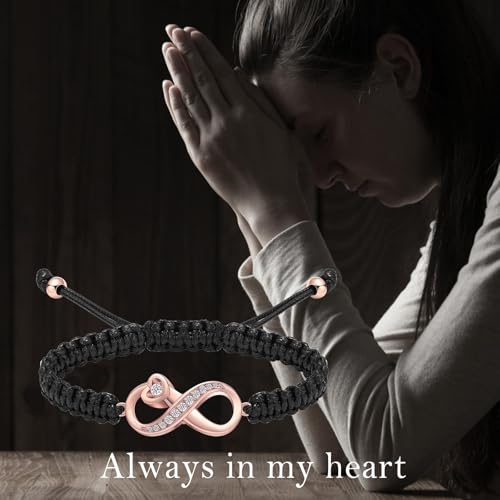Infinity Urn Bracelet for Ashes Cremation Jewelry Stainless Steel Adjustable Braided Rope Bracelets Memorial Bangles Ash Holder for Human Pets Keepsake Jewelry for Loved Ones with Fill Tool Rose Gold