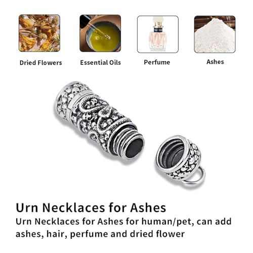 Urn Necklaces for Ashes, Stainless Steel Cremation Jewelry for Ashes, Keepsakes Gifts for Men/Women Chain Length 24 Inches Serpent Skull