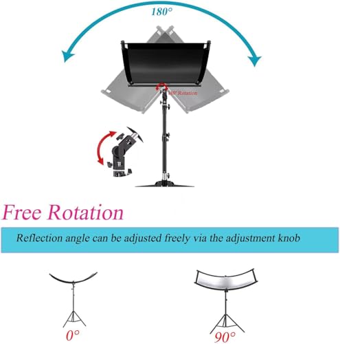 Clamshell Light Reflector Diffuser with Carrying Bag, 40"x20"/100x50cm Photography Arclight Curved Lighting Reflector for Photo Video Studio Outdoor Shooting, Black,White,Gold,Silver (40"x20") 40"x20"