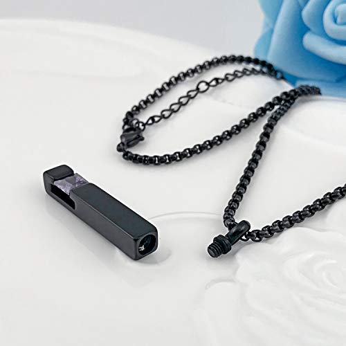 YOUFENG Urn Necklaces for Ashes Birthstone Cube Urns for Human Ashes Memorial Cremation Urn Locket Keepsake Ashes Jewelry February