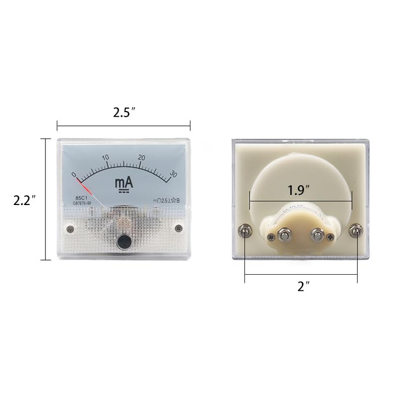 [Australia - AusPower] - 0-30mA DC Ammeter Analog Ammeter 2.5 Accuracy for Auto Circuit Measurement Tester,2 Pcs 2PCS 0-30mA 
