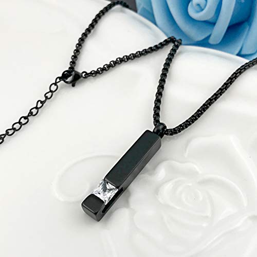 Birthstone Cuboid Locket Urn Necklaces for Ashes Cremation Jewellery Urns for Human Ashes Memorial Urn Keepsake Pendant April