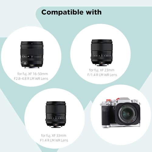 Haoge LH-X33 Lens Hood Metal Square Bayonet for Fujinon XF 16-50mm F2.8-4.8 R LM WR,XF 33mm F1.4 R LM WR Lens, Fuji XF 23mm f/1.4 R LM WR Hood Shade Black (Not with Metal Front Cap)