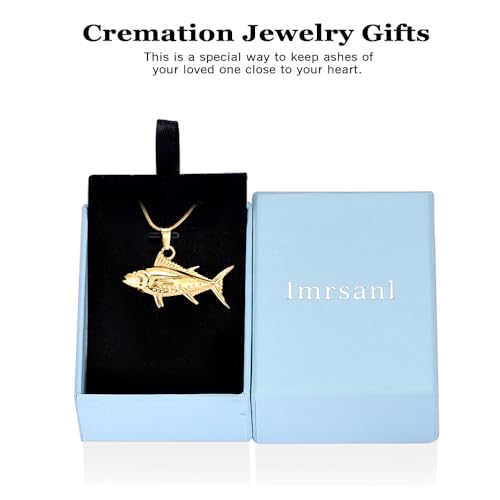 Imrsanl Fish Urn Necklaces Cremation Jewelry for Ashes Gold