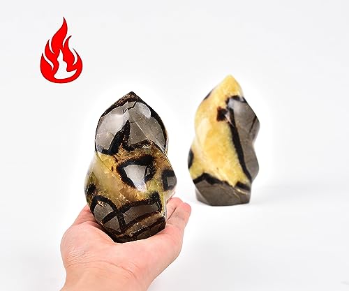 AMOYSTONE Large Septarian Decorative Stone Tower 1-1.4lb | Dragon Flame Crystal | Meditation Altar & Witchcraft Decor Brown