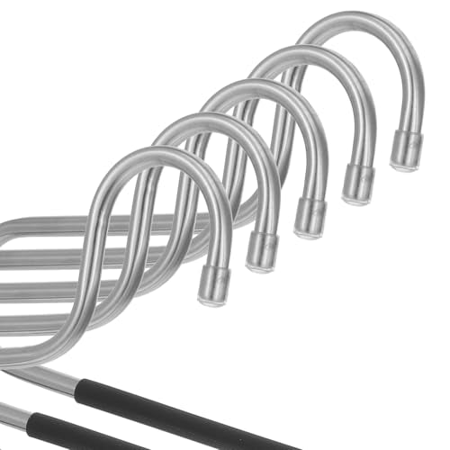 15 Pcs Heavy Duty Non-Slip Hangers, Black Stainless Steel Open Ended for Quilts, Comforters, Table Cloths, Towels, Pants, Jeans, 14.17 x 6.29 Inches