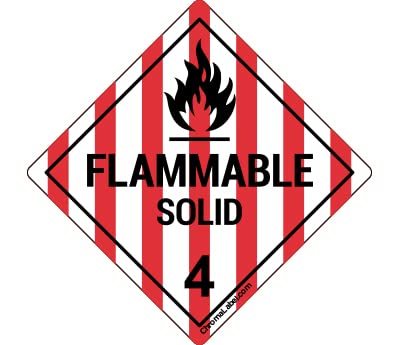 ChromaLabel 2 by 2 Permanent Durable Square D.O.T. Hazard Labels, Hazard Class 4 Flammable Solid Label, 100/Roll 2" x 2"