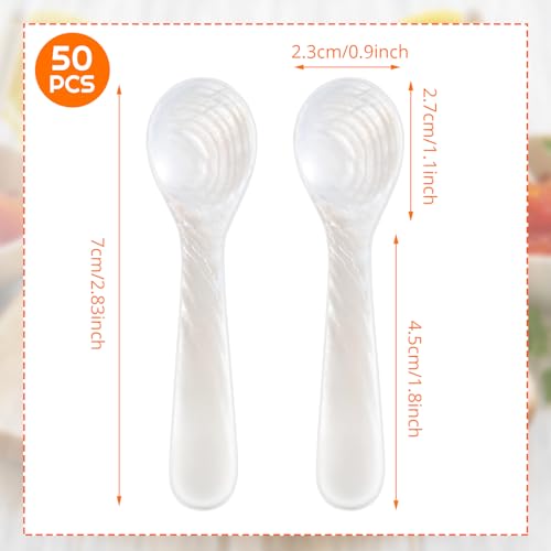 Patelai 50 Pieces Mother of Pearl Caviar Spoons Round Handle, 7cm/2.75 Inch 2.75 inches