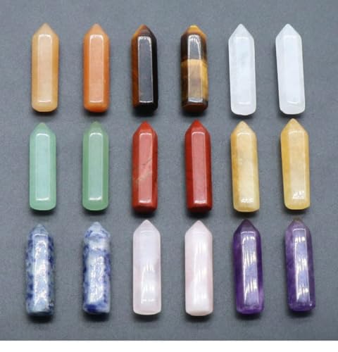 LHJ 10 Pcs Natural Healing Crystal Wand Points Set, Hexagonal Prism Quartz Gemstone Towers for Chakra Reiki Energy Balancing, Meditation, Wire Wrapping & Home Decor