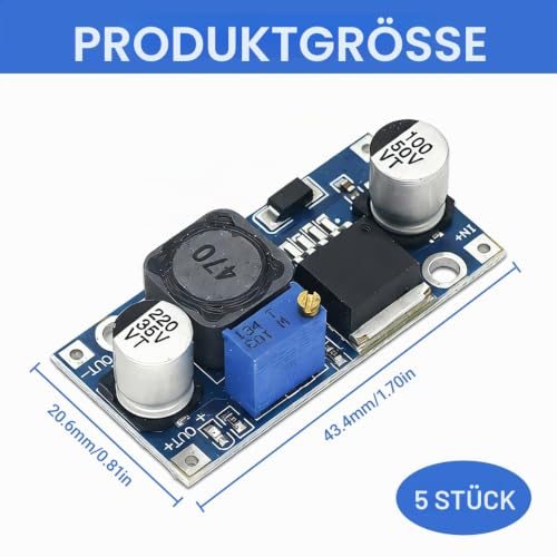 Pack of 5 XL6009 Boost Converter Module DC to DC 3.0-30V to 5-35V Output Voltage Adjustable Step Up Board for Arduino DIY Electronic Projects