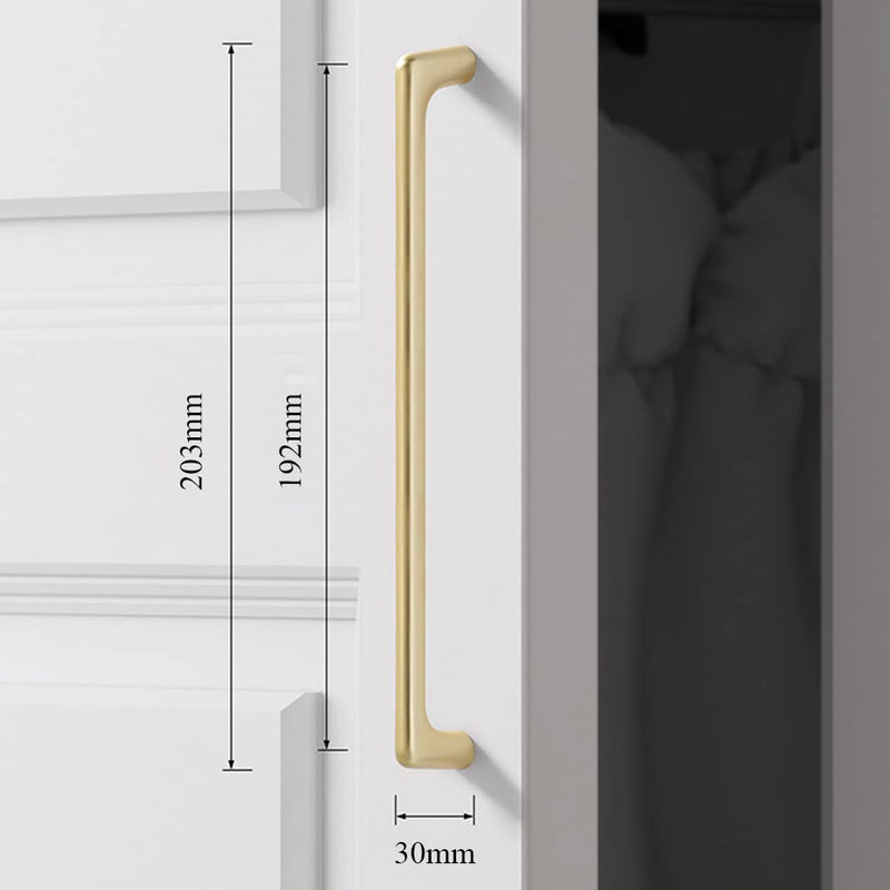 4 Pack Gold Cabinet Drawer Pulls, Brushed Gold Pulls Handles for Dresser Drawers Bathroom Cabinet Hardware 192mm 7-1/2"(192mm） Gold-4Pack