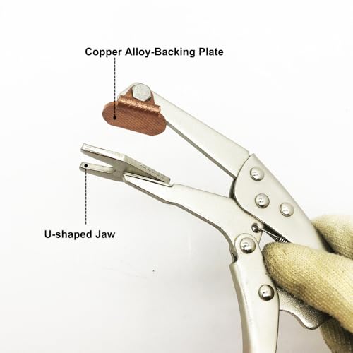 MacWork Plugweld locking plier, close-up of vise grip jaws and adjustable locking handle