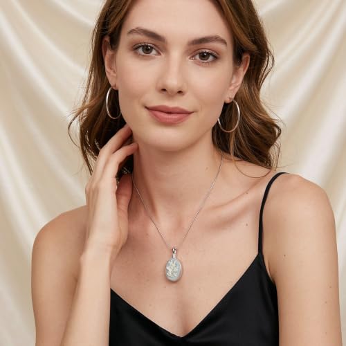 zeqingjw Cremation Jewelry Urn Necklace for Ashes Pendants Butterfly with Flower Memorial Funeral Keepsake Jewelry for Ashes Silver