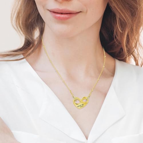 Dletay Infinity Cremation Urn Necklace for Ashes Heart Ash Necklace for Women Memorial Cremation Jewelry Ash Holder Gold