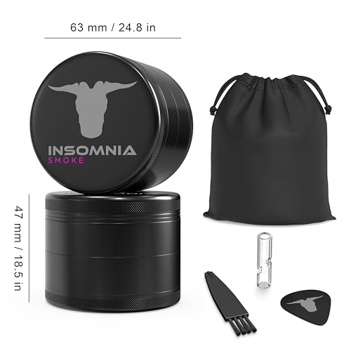 Herb Grinder | Premium 4 Piece Aluminium Metal Grinder with Pollen Catcher, Strong Magnetic Lid, Razor Sharp 28 Teeth, Non-Sticky & Easy to Clean with Ceramic Coating (Black) Black