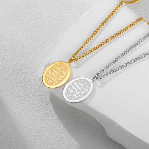 LIKGREAT Saint Jude Necklace Patron St Medals Amulet Pendant Religious Protection Jewelry for Men Women sliver