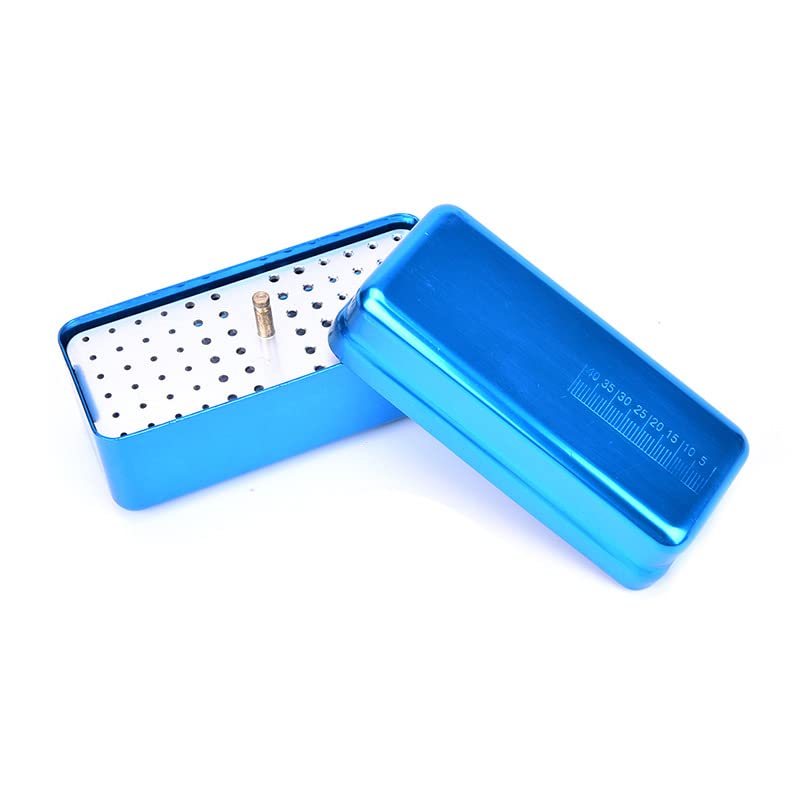 [Australia - AusPower] - 72 Holes Endo Files Aluminum Box Disinfection Sterilizing Storage Case Bur Holder Stand Organizer Box (Blue) Blue 
