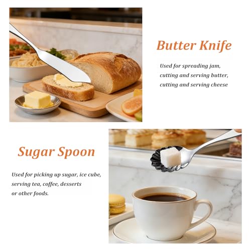 Citesana 5-piece stainless steel serving utensils set with silver finish, includes spoons and tongs for serving food.