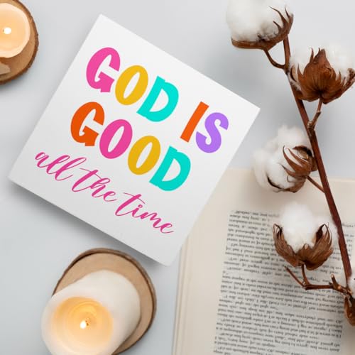 Christian Desk Decor Sign, Home Office Religious Decor Scripture Bible Verse Desk Decoration Christian Christening Baptism Gifts for Women Men, God Is Good All The Time