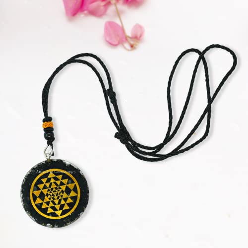 Shungite Orgone Pendant Sri Yantra Round