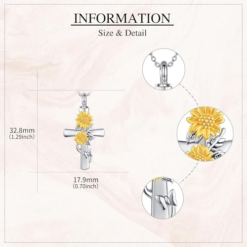 Urn Necklace for Ashes Sterling Silver Cat Horseshoe Sunflower Necklace Jewellery Cremation Jewellery Remembrance Condolence Gift for Loss Memorial for Women