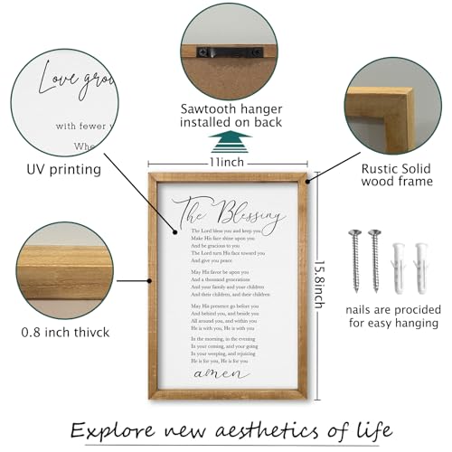 comurdyo The Blessing Bible Verse Wall Art, 16"×11", Wood 16"L x 11"W The Blessing (Wood)