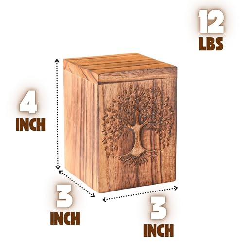 Hashcart Traditional Wooden Urn for Human or Pet Ashes, 12 Lbs