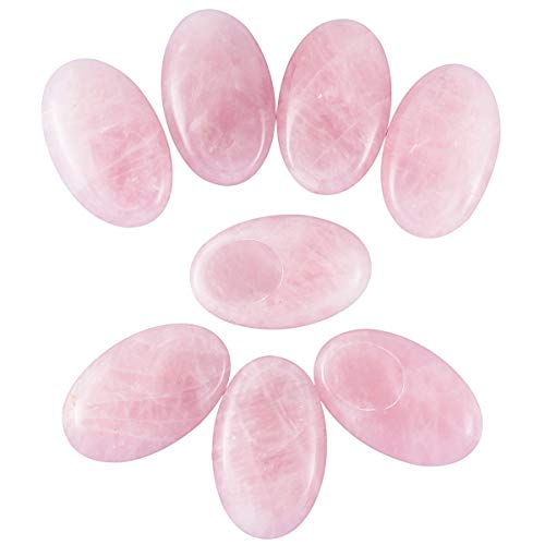SUNYIK Oval Natural Rose Quartz Thumb Worry Stone for Anxiety Stress Pink