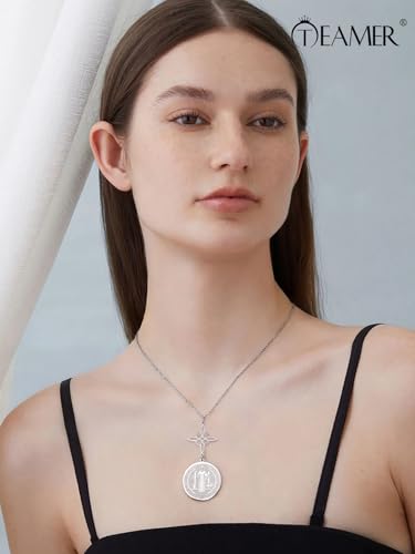TEAMER Saint Benedict Witch Knot Pendant Necklace Double Protection St. Benedict Necklace Jesus Cross Religious Catholic Amulet Jewelry Silver No Chain