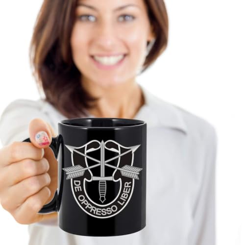 U.S. Army Special Forces Coffee Mug - De Oppresso Liber (Black, 15oz) Black 15.0 ounces