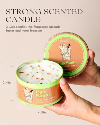 AOOVOO Palo Santo Candle for Meditation & Cleansing - 12oz Scented Candle
