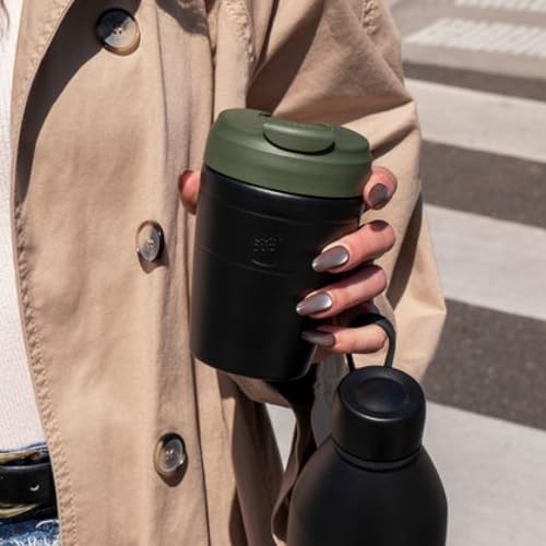 KeepCup Commuter Insulated Travel Mug, 16 oz Stainless Steel Coffee Tumbler with Leakproof Flip Lid, Pine 16 Ounces