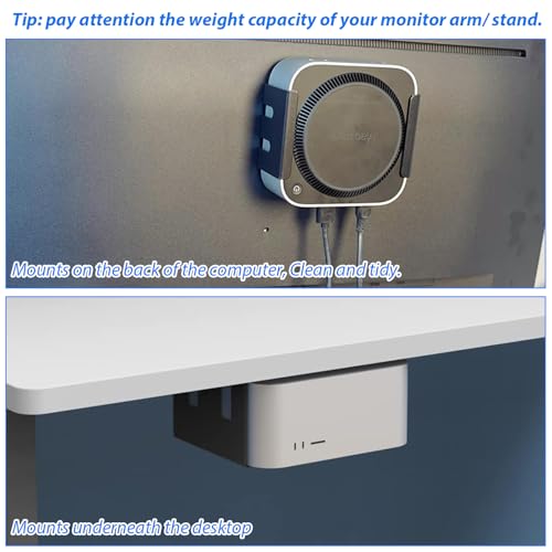 Aluminum Mount for Mac Mini M4 & M4 Pro, Under Desk Mount Wall Mount Monitor Mount with Anti-Theft Device for Office and Home (Black) Black