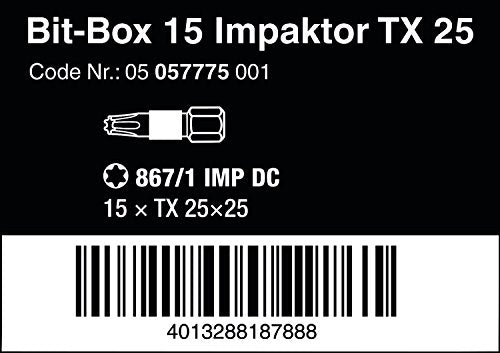Wera Bit-Box 15 Impaktor TX 25, 15PC - 05057775001