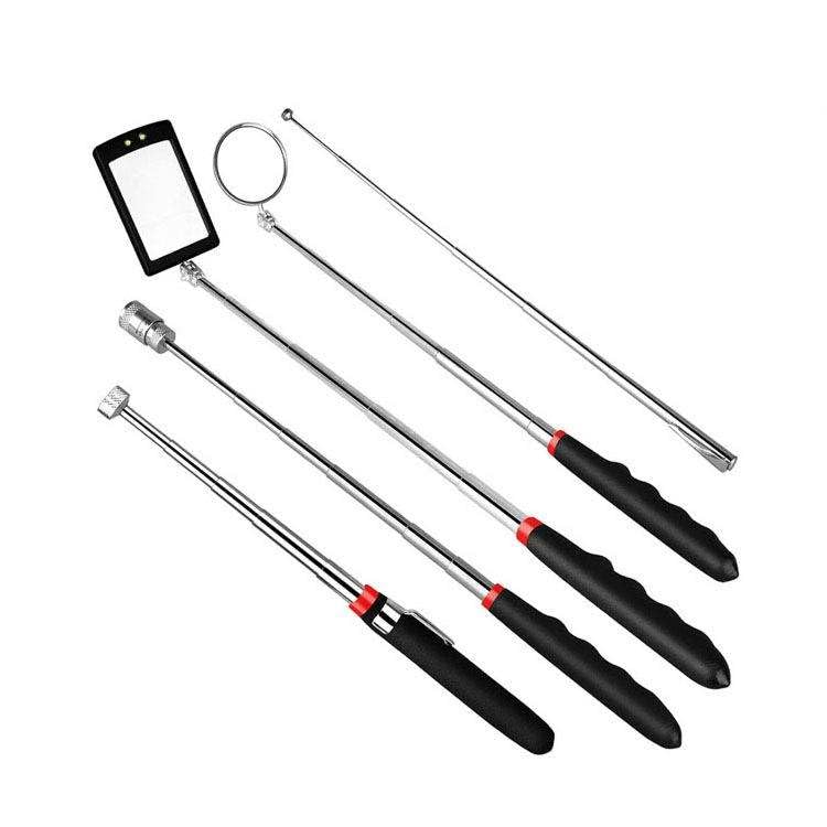 [Australia - AusPower] - Inspection Mirror and Magnet KIT with Magnetic Pick-Up Tools. 5 Piece Set. Lighted Inspection Mirror and Lighted Magnetic Pick-Up Tool. 
