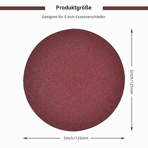 125 mm Sandpaper (40/80/120/240), 125 mm Sanding Discs for Random Orbital Sanders, 5 Inch Sanding Sheets for Wood Materials, Chipboard, Metal (Pack of 80, No Holes)
