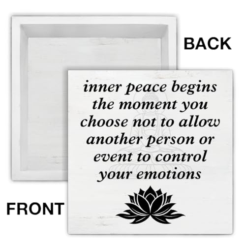 Zen Decor, Spiritual Decor, Inner Peace Begins the Moment You Choose Wood Sign Home Office Meditation Room Bedroom Yoga Room Table Shelf Wall Desk Decoration 5×5 Inches